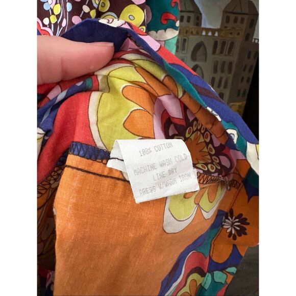 Vintage Uncle Frank Retro Multicolor Floral Mini Dress Size Small - Picture 5 of 6